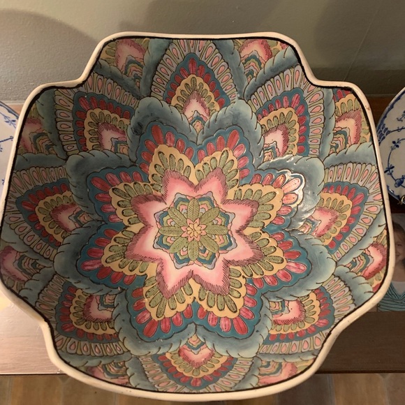 Andrea By Sadek 10" Decorative Bowl Floral Flower Print Mandala - Picture 5 of 6